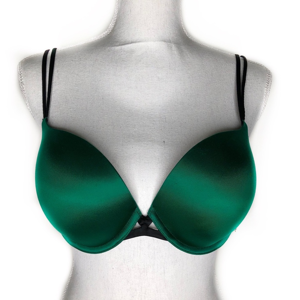 Victoria’s Secret Green Silk Demi Padded Bra 36D